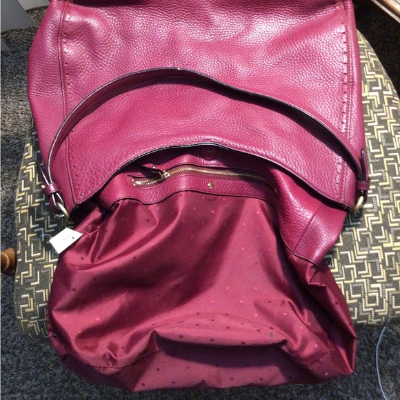 ❌SOLD❌ Kate Spade James St. Nori Dark Magenta Leather Hobo Bag - Picture 6 of 11